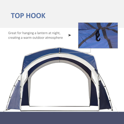 3.5 x 3.5M Outdoor Gazebo Marquee Tent Garden Sun Shelter Pavilion - Blue and Grey