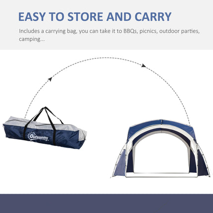 3.5 x 3.5M Outdoor Gazebo Marquee Tent Garden Sun Shelter Pavilion - Blue and Grey