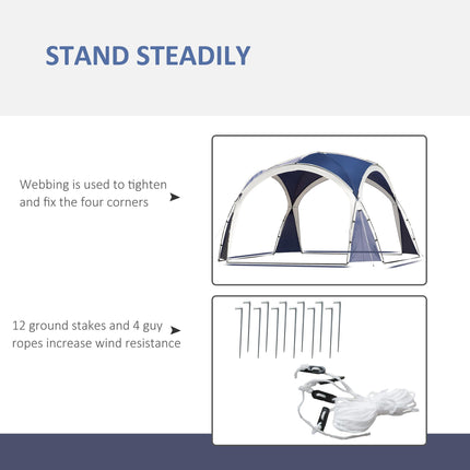 3.5 x 3.5M Outdoor Gazebo Marquee Tent Garden Sun Shelter Pavilion - Blue and Grey