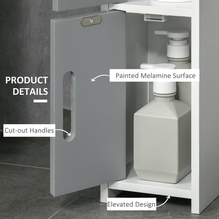 Modern Freestanding Bathroom Storage Cabinet with Open Shelves, Tallboy Design - Grey