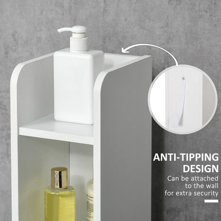 Modern Freestanding Bathroom Storage Cabinet with Open Shelves, Tallboy Design - Grey