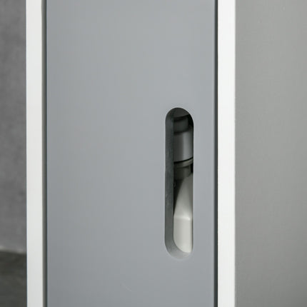 Modern Freestanding Bathroom Storage Cabinet with Open Shelves, Tallboy Design - Grey