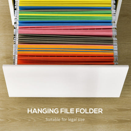 2-Drawer Mobile Filing Cabinet with Lock and Hanging Bars for A4 Files - White