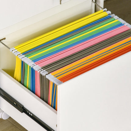 2-Drawer Mobile Filing Cabinet with Lock and Hanging Bars for A4 Files - White