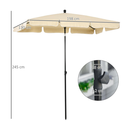 Aluminium Patio Parasol 2m x 1.25m with Tilt - Beige