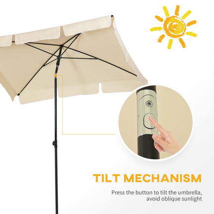 Aluminium Patio Parasol 2m x 1.25m with Tilt - Beige