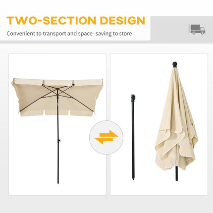 Aluminium Patio Parasol 2m x 1.25m with Tilt - Beige