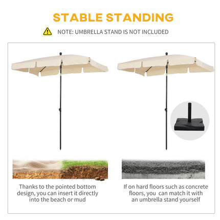 Aluminium Patio Parasol 2m x 1.25m with Tilt - Beige