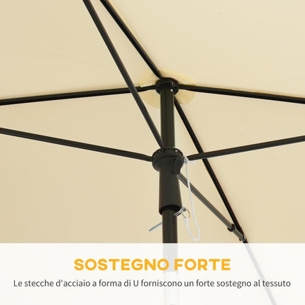 Aluminium Patio Parasol 2m x 1.25m with Tilt - Beige