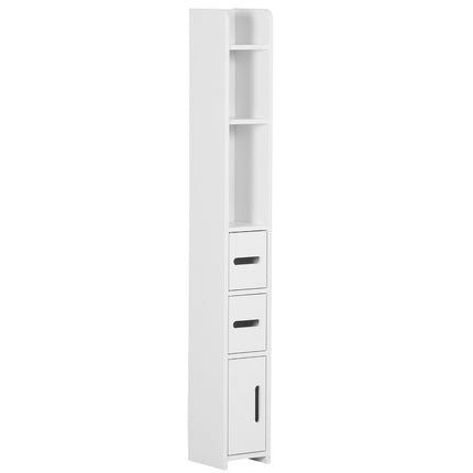 Modern Freestanding Tall Bathroom Storage Cabinet with Shelves and 3 Cupboards - White