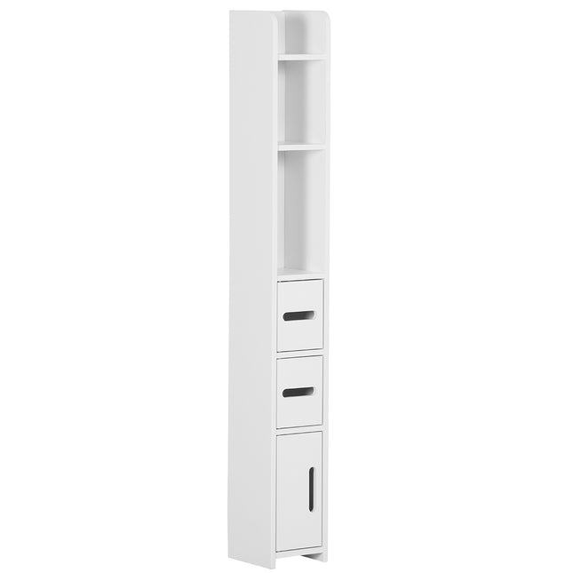 Modern Freestanding Tall Bathroom Storage Cabinet with Shelves and 3 Cupboards - White