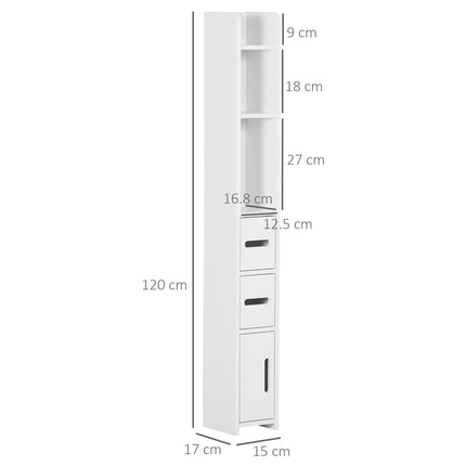 Modern Freestanding Tall Bathroom Storage Cabinet with Shelves and 3 Cupboards - White