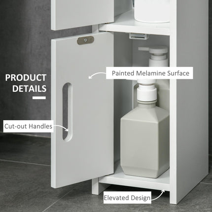 Modern Freestanding Tall Bathroom Storage Cabinet with Shelves and 3 Cupboards - White