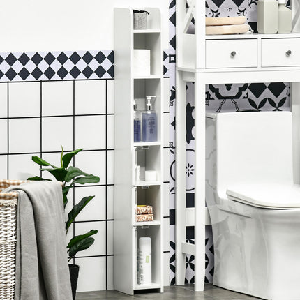 Modern Freestanding Tall Bathroom Storage Cabinet with Shelves and 3 Cupboards - White