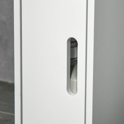 Modern Freestanding Tall Bathroom Storage Cabinet with Shelves and 3 Cupboards - White