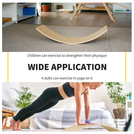 Wood Wobble Balance Board with Ropes for Full Body Workout - Natural