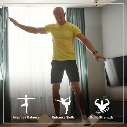 Wood Wobble Balance Board with Ropes for Full Body Workout - Natural