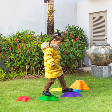 Set of 6 Non-Slip Starfish Balance Stepping Stones for Kids - Multi-Coloured