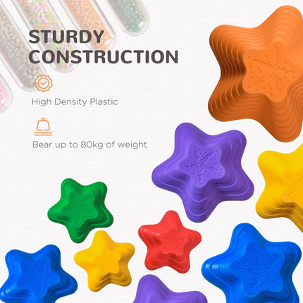 Set of 6 Non-Slip Starfish Balance Stepping Stones for Kids - Multi-Coloured