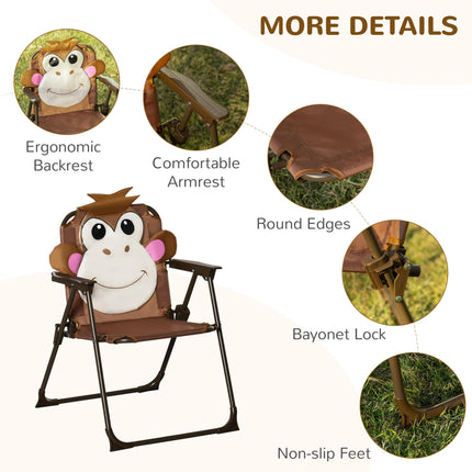 4 Piece Kids Outdoor Picnic Set with Adjustable Sun Umbrella - Brown