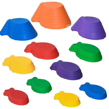 11 Piece Kids Balance Stepping Stones Set with Non-Slip Base - Multicoloured