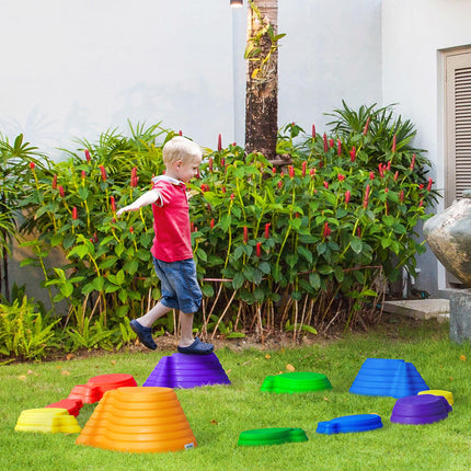 11 Piece Kids Balance Stepping Stones Set with Non-Slip Base - Multicoloured