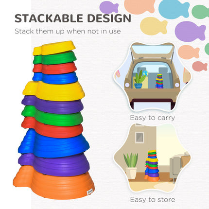11 Piece Kids Balance Stepping Stones Set with Non-Slip Base - Multicoloured