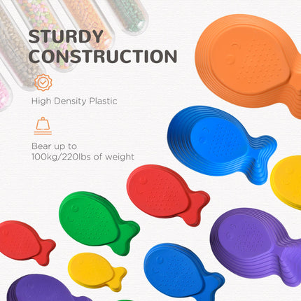 11 Piece Kids Balance Stepping Stones Set with Non-Slip Base - Multicoloured