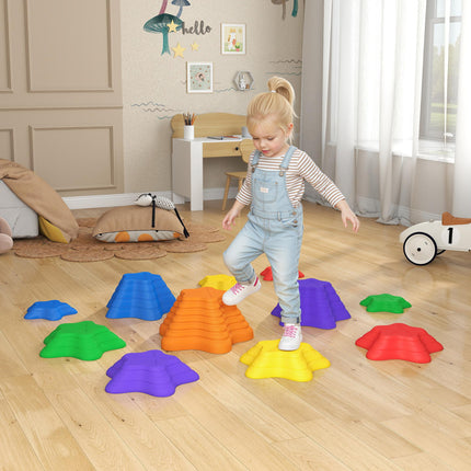 11 Piece Kids Balance Stepping Stones Set Starfish Non Slip - Blue