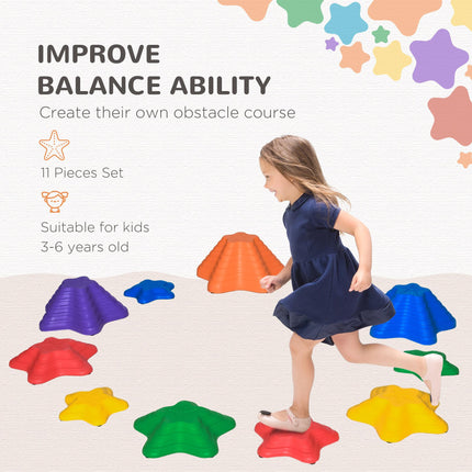 11 Piece Kids Balance Stepping Stones Set Starfish Non Slip - Blue