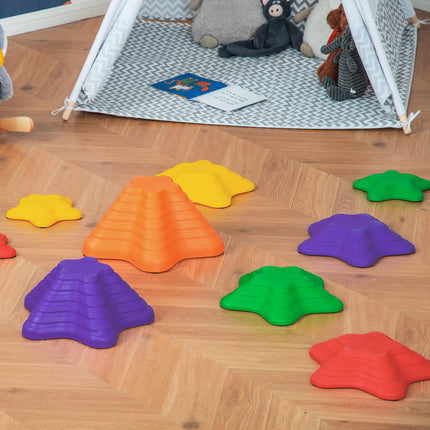 11 Piece Kids Balance Stepping Stones Set Starfish Non Slip - Blue