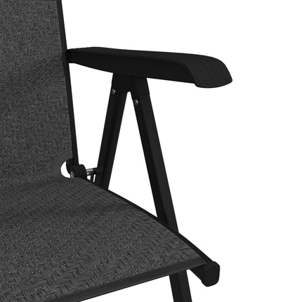 Set of 2 Adjustable Outdoor Wicker Folding Chairs with Steel Frames - Brown