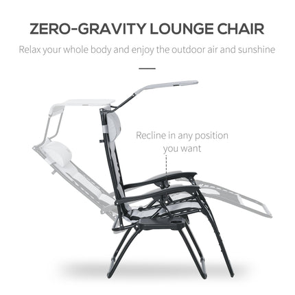 Zero Gravity Lounger Chair with Adjustable Recline, Shade & Tray - Grey