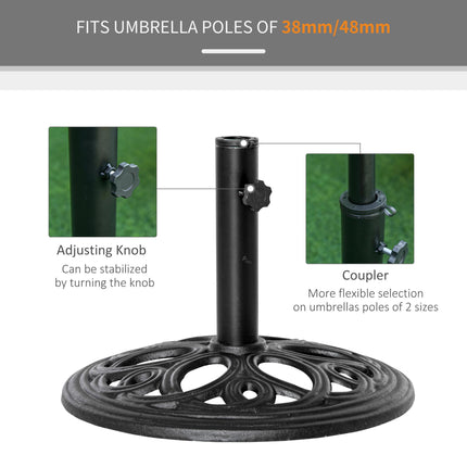 11.5 kg Cast Metal Round Patio Umbrella Base Stand, Umbrella Holder for Outdoor, Patio, Garden, Black