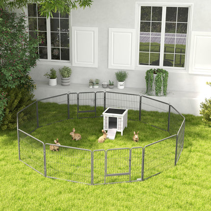 Heavy Duty 12-Panel Foldable Steel Pet Playpen with 2 Locking Doors, 80x60 cm - Black
