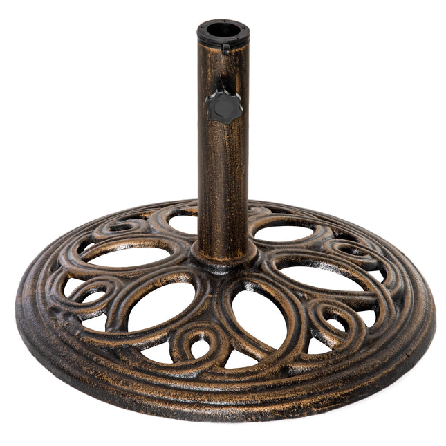 11.5 kg Cast Metal Round Patio Umbrella Base Stand, Umbrella Holder for Outdoor, Patio, Garden, Bronze Tone