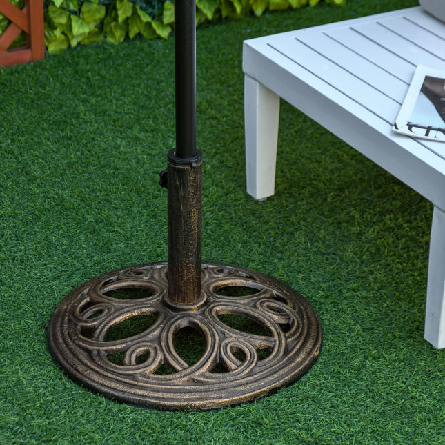11.5 kg Cast Metal Round Patio Umbrella Base Stand, Umbrella Holder for Outdoor, Patio, Garden, Bronze Tone