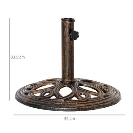 11.5 kg Cast Metal Round Patio Umbrella Base Stand, Umbrella Holder for Outdoor, Patio, Garden, Bronze Tone