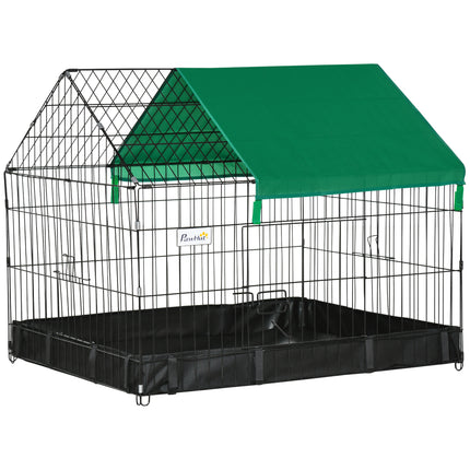 Guinea Pig and Small Animal Cage with Leak-Proof Bottom and Safety Lock - Black and Green