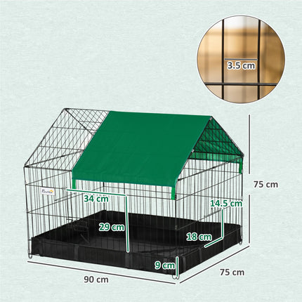 Guinea Pig and Small Animal Cage with Leak-Proof Bottom and Safety Lock - Black and Green