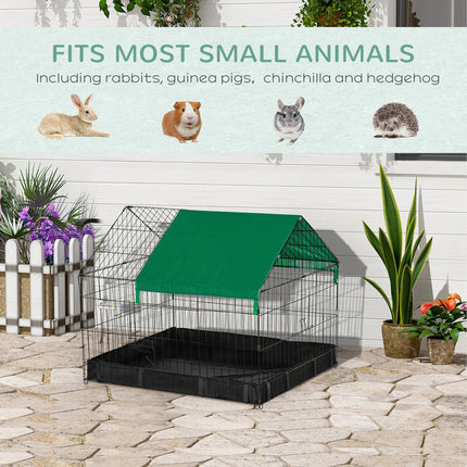 Guinea Pig and Small Animal Cage with Leak-Proof Bottom and Safety Lock - Black and Green