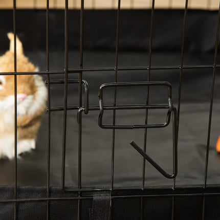 Guinea Pig and Small Animal Cage with Leak-Proof Bottom and Safety Lock - Black and Green