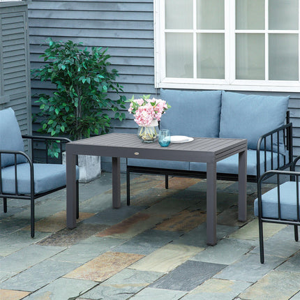 Extendable 10 Seater Garden Dining Table with Aluminium Frame - Grey