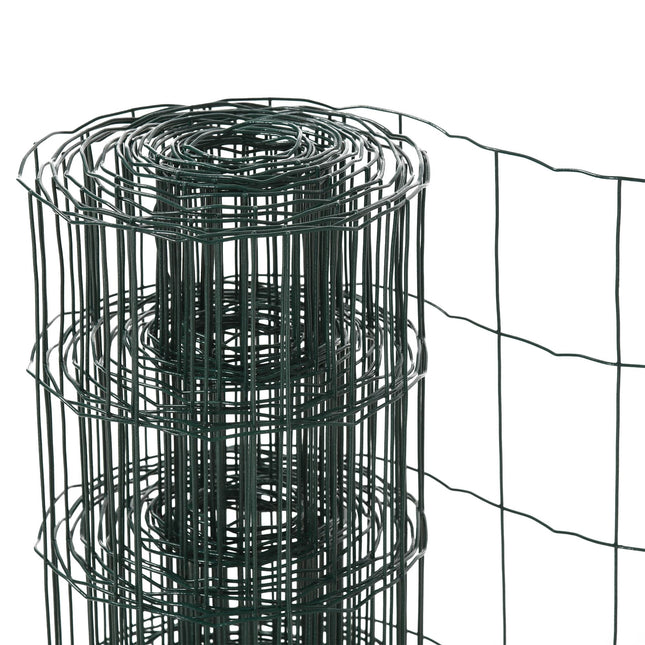 61cm x 1000cm Foldable PVC Coated Chicken Wire Mesh Garden Fence Roll for Poultry and Rabbits - Green