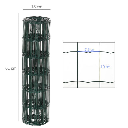 61cm x 1000cm Foldable PVC Coated Chicken Wire Mesh Garden Fence Roll for Poultry and Rabbits - Green