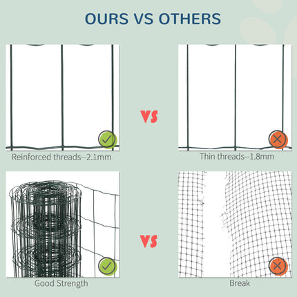 61cm x 1000cm Foldable PVC Coated Chicken Wire Mesh Garden Fence Roll for Poultry and Rabbits - Green