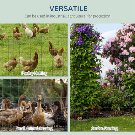 61cm x 1000cm Foldable PVC Coated Chicken Wire Mesh Garden Fence Roll for Poultry and Rabbits - Green