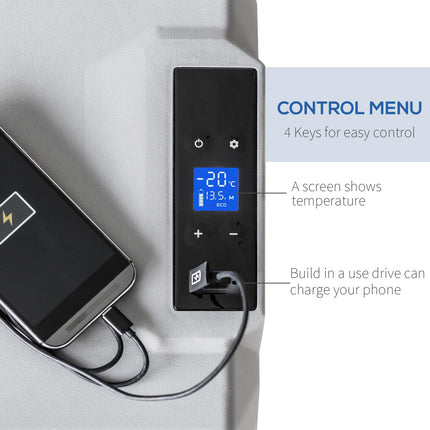 Portable 50 Litre Dual Use Fast Cooling Car Refrigerator - Grey