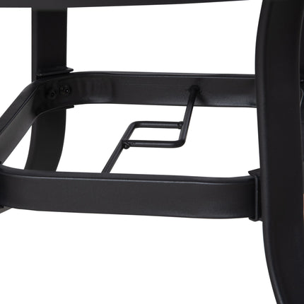 106cm Round Garden Dining Table with Tempered Glass Top and Steel Frame - Black