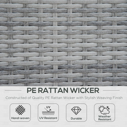 6-Seater PE Rattan Garden Sofa Set with Tempered Glass Coffee Table - Deep Grey